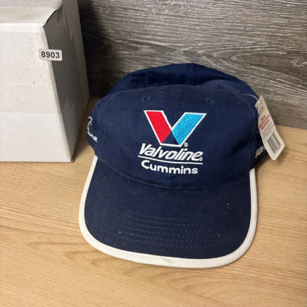 Vintage Valvoline Hat Cap Strap Back Blue Racing Cummins Nascar Adjustable